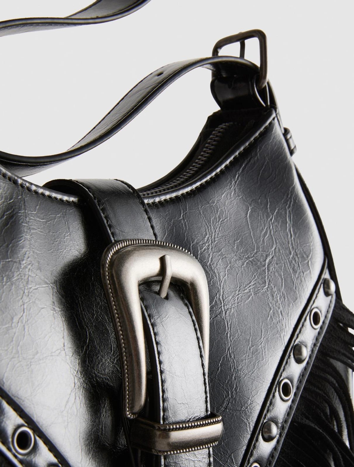 Fringed Buckle Shoulder Bag