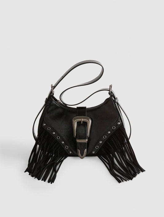 Fringed Buckle Shoulder Bag